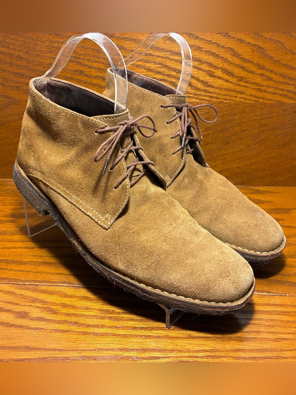 Johnston & Murphy Sheepskin Suede Chukka Desert Boots Tan Men’s Size 10.5